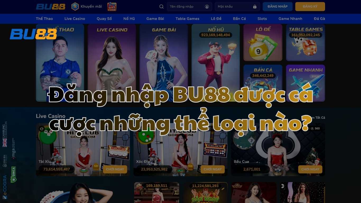 Đăng nhập BU88 được cá cược những thể loại nào?