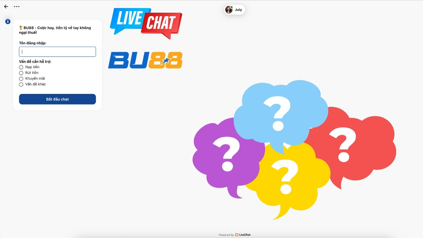 Giải đáp thắc mắc về kênh liên hệ live chat Bu88 Giải đáp thắc mắc về kênh liên hệ live chat Bu88