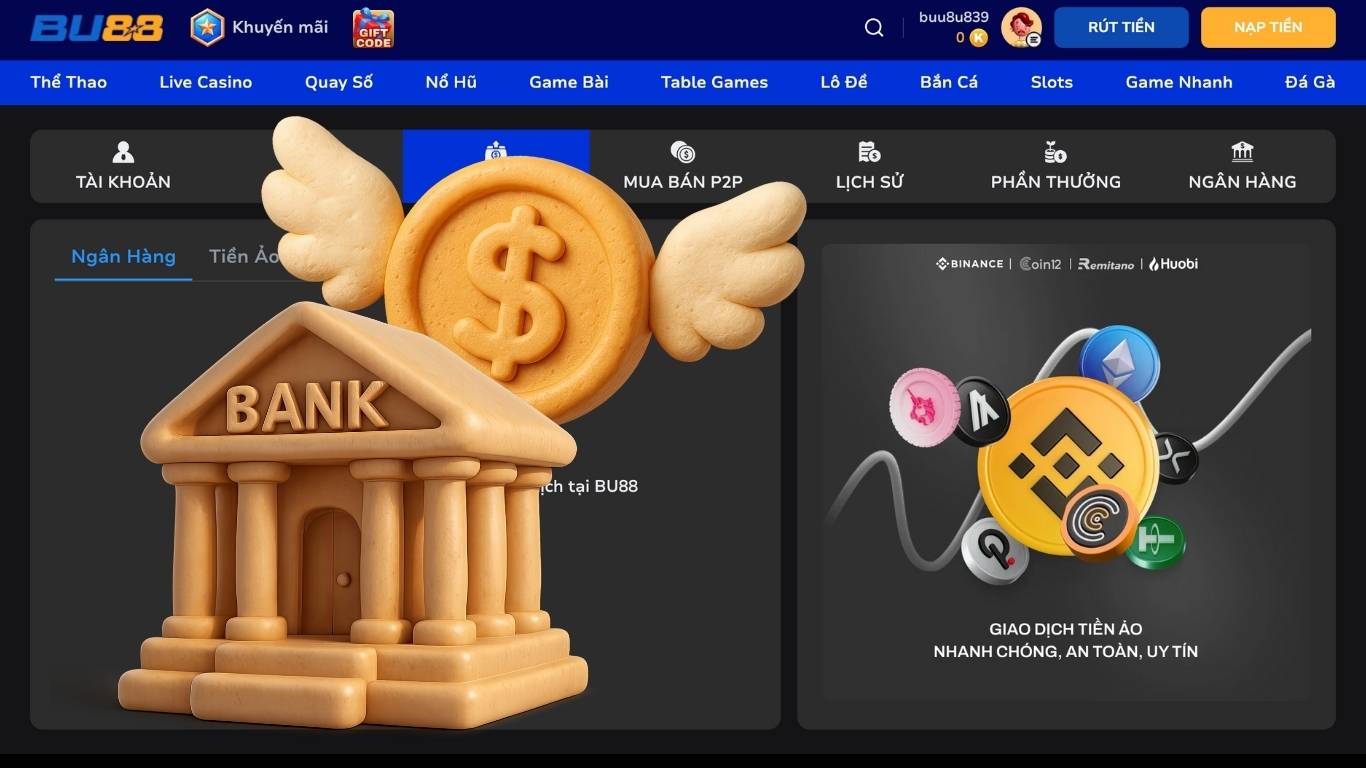 Những kênh rút tiền BU88 đang được triển khai